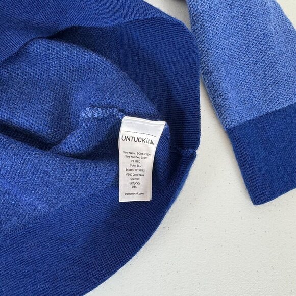 UNTUCKit Sorensen Sweater Mens Size L Blue Cross Stitch Merino Wool - Picture 5 of 5
